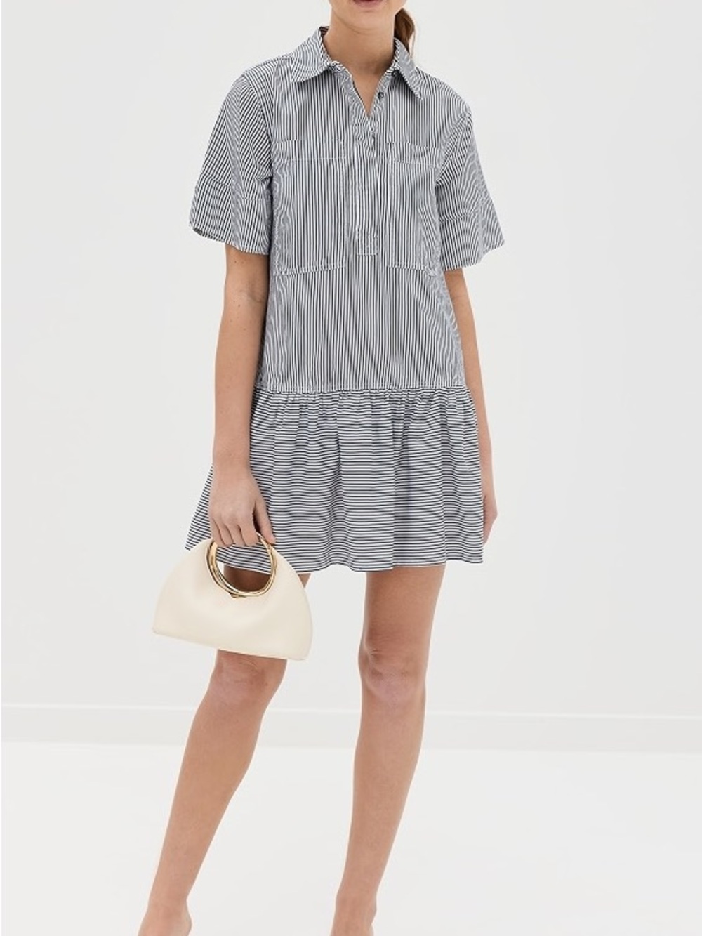 Jonathan Simkhai Black & White Striped Mini Shirt Dress